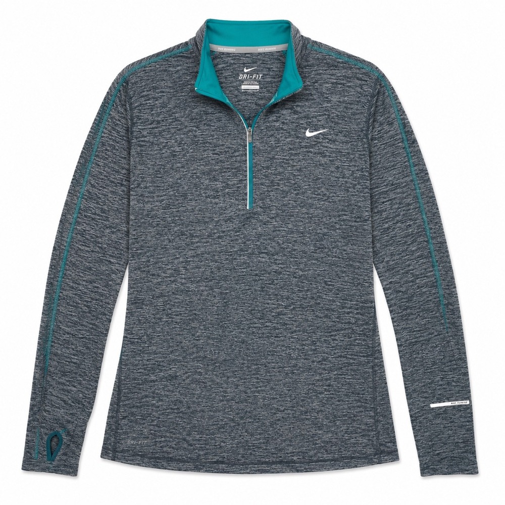 Nike Running Dri-FIT Half Zip Pullover‎ Women's XL Gray Teal Long Sleeve Top